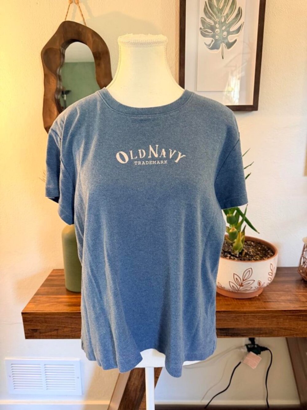 Old Navy Heather Blue Glitter Logo Tee Size XXL